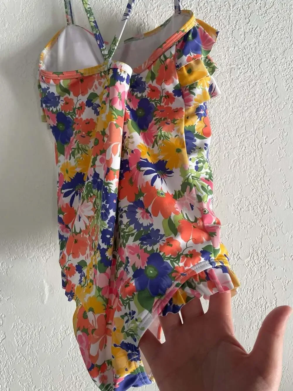Janie and Jack Girls Floral Print Tiered Ruffle One-Piece Swimsuit Size 10